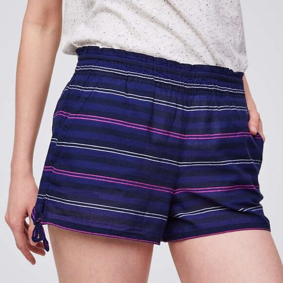 LOFT Black Beach Striped Side Tie Shorts - Picture 7 of 8